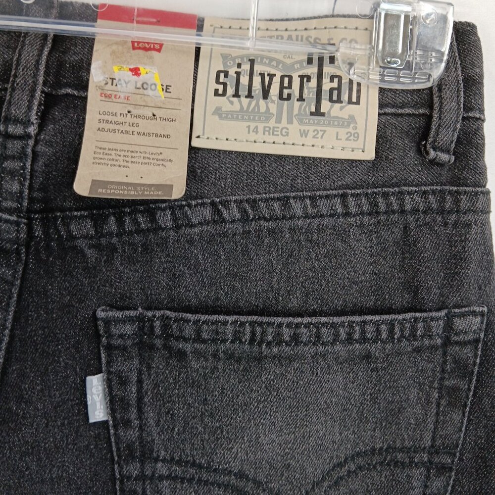 NEW LEVI'S SILVER TAB Stay loose Boy Jeans Black Size 14 Straight leg - Picture 8 of 9